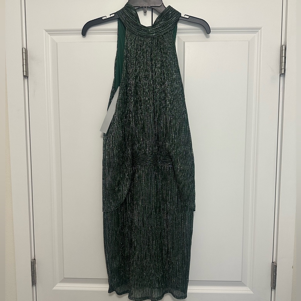 Halston Green Sleeveless Dress with Bow